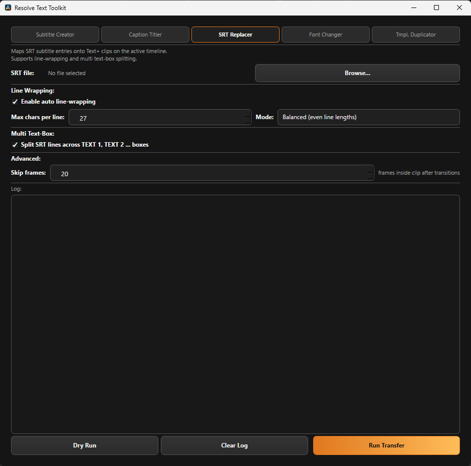 Text Toolkit SRT Replacer with subtitle matching and dry-run controls